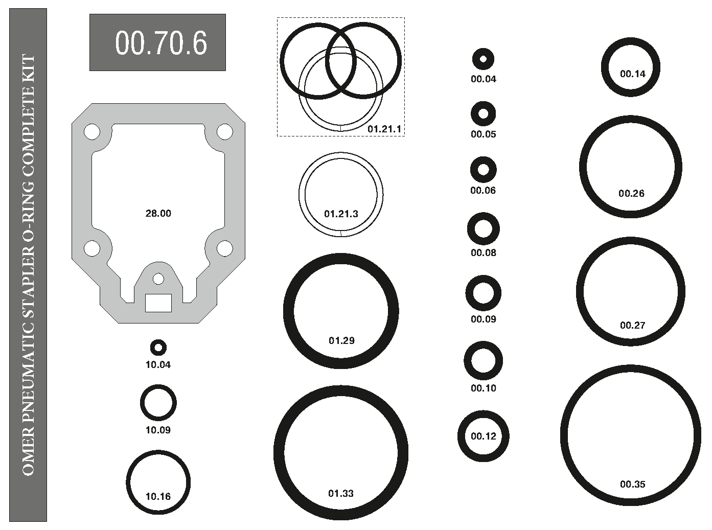 OMER Pneumatic Stapler O-Ring Complete Kit